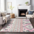 9' X 12' Pink Gray And Ivory Aztec Washable Indoor Outdoor Area Rug