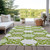 9' X 12' Lime Green And Ivory Trellis Washable Indoor Outdoor Area Rug