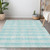 9' X 12' Aqua And Ivory Plaid Washable Indoor Outdoor Area Rug