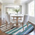 8' Brown Teal Blue And Ivory Round Striped Washable Indoor Outdoor Area Rug