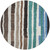 8' Brown Teal Blue And Ivory Round Striped Washable Indoor Outdoor Area Rug