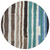 8' Brown Teal Blue And Ivory Round Striped Washable Indoor Outdoor Area Rug
