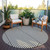 8' White And Black Round Geometric Washable Indoor Outdoor Area Rug