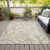 10' X 14' Gold And Beige Floral Washable Indoor Outdoor Area Rug
