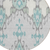 8' Mint Green Teal Blue And Ivory Round Ikat Washable Indoor Outdoor Area Rug