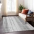 9' X 12' Gray And Ivory Striped Washable Indoor Outdoor Area Rug