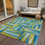 9' X 12' Teal Blue Green And Ivory Geometric Washable Indoor Outdoor Area Rug