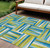 9' X 12' Teal Blue Green And Ivory Geometric Washable Indoor Outdoor Area Rug