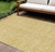 8' X 10' Gold And Ivory Floral Washable Indoor Outdoor Area Rug