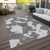 8' X 10' Gray And Ivory Abstract Washable Indoor Outdoor Area Rug