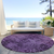 8' Round Purple Round Abstract Washable Non Skid Indoor Outdoor Area Rug