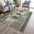 9' X 12' Olive Green Beige And Ivory Geometric Washable Indoor Outdoor Area Rug