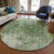 8' Fern Green And Artichoke Green Round Abstract Washable Indoor Outdoor Area Rug
