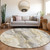 8' Gold And Silver Round Abstract Washable Indoor Outdoor Area Rug - Gold, Silver