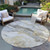 8' Gold And Silver Round Abstract Washable Indoor Outdoor Area Rug - Gold, Silver