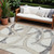 8' X 10' Ivory Gray And Beige Abstract Washable Indoor Outdoor Area Rug