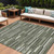 8' X 10' Olive Green Gray And Ivory Striped Washable Indoor Outdoor Area Rug