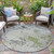 8' Linen Fern Green And Beige Round Abstract Washable Indoor Outdoor Area Rug