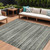 8' X 10' Pewter And Charcoal Striped Washable Indoor Outdoor Area Rug