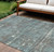9' X 12' Taupe And Teal Blue Geometric Washable Indoor Outdoor Area Rug
