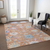 9' X 12' Orange Pink And Denim Blue Floral Washable Indoor Outdoor Area Rug