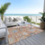 9' X 12' Orange Pink And Denim Blue Floral Washable Indoor Outdoor Area Rug