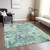 10' X 14' Teal Blue Green And Ivory Abstract Washable Indoor Outdoor Area Rug