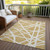9' X 12' Gold And Ivory Geometric Washable Indoor Outdoor Area Rug Transitional Style - Gold, Ivory Color