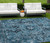 9' X 12' Denim and Gray Oriental Washable Non Skid Indoor Outdoor Area Rug