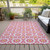 8' X 10' Pink Ivory And Orange Floral Medallion Washable Indoor Outdoor Area Rug