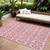 8' X 10' Pink Ivory And Orange Floral Medallion Washable Indoor Outdoor Area Rug