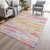 8' X 10' Coral And Yellow Abstract Washable Indoor Outdoor Area Rug