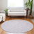 8' Lavender And Purple Round Geometric Washable Indoor Outdoor Area Rug