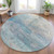 8' Aqua And Beige Round Abstract Washable Indoor Outdoor Area Rug