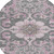 8' Pink And Charcoal Round Damask Washable Indoor Outdoor Area Rug