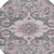 8' Pink And Charcoal Round Damask Washable Indoor Outdoor Area Rug