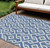 10' X 14' Blue And Ivory Geometric Washable Indoor Outdoor Area Rug Transitional Style - Blue, Ivory Color