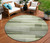 8' Green And Ivory Round Striped Washable Indoor Outdoor Area Rug - Green, Ivory