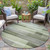 8' Green And Ivory Round Striped Washable Indoor Outdoor Area Rug - Green, Ivory