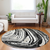 8' Black Gray And Ivory Round Abstract Washable Indoor Outdoor Area Rug