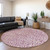8' Plum And Ivory Round Abstract Washable Indoor Outdoor Area Rug