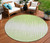 8' Lime Green And Ivory Round Striped Washable Indoor Outdoor Area Rug