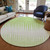 8' Lime Green And Ivory Round Striped Washable Indoor Outdoor Area Rug