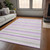 9' X 12' Purple Gray and White Striped Washable Non Skid Indoor Outdoor Area Rug