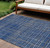 8' X 10' Navy Blue Gray And Brown Striped Washable Indoor Outdoor Area Rug