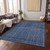 8' X 10' Navy Blue Gray And Brown Striped Washable Indoor Outdoor Area Rug