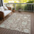 10' X 14' Taupe Beige And Gray Floral Washable Indoor Outdoor Area Rug - Taupe, Beige, Gray