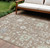 10' X 14' Taupe Beige And Gray Floral Washable Indoor Outdoor Area Rug - Taupe, Beige, Gray