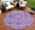 8' Lavender Lilac And Gray Round Floral Washable Indoor Outdoor Area Rug