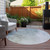 8' Beige Sky Blue And Teal Blue Round Ombre Washable Indoor Outdoor Area Rug
